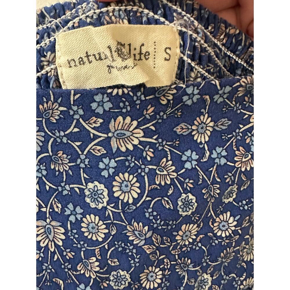 Natural Life Blue Floral Smocked Waist Tiered Maxi Skirt Size S Boho Prairie - Picture 3 of 7